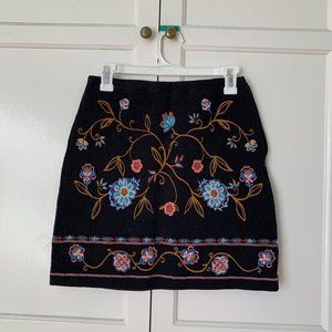 LOFT Embroidered Mini Skirt